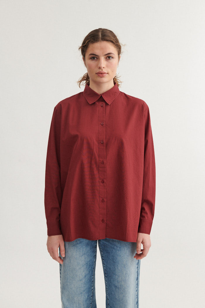 Basic Apparel Vilde Loose Shirt Skjorter 792 Bordeaux Truffle